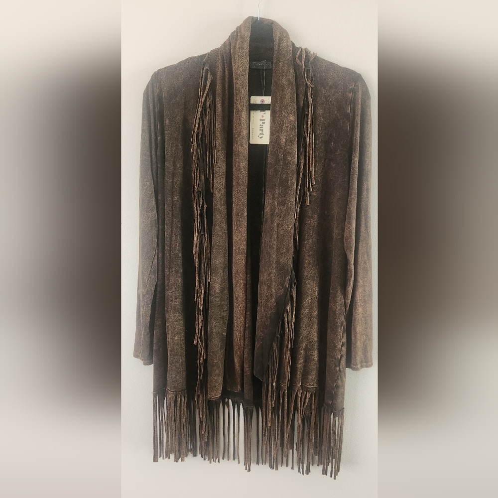 NWT, T Party Fringe Western Jacket Sweater, Medium